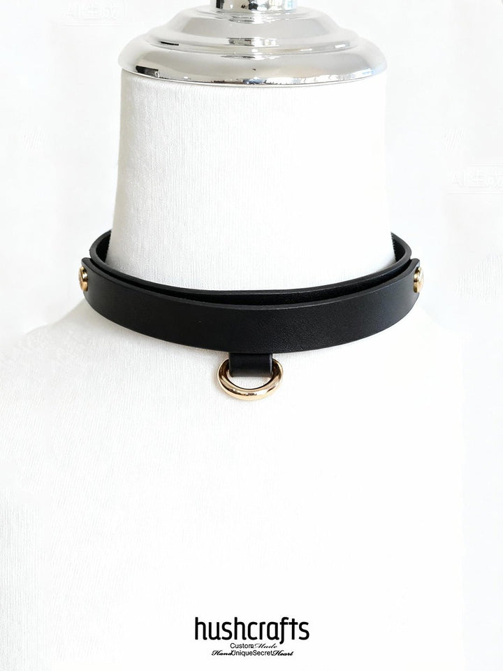"Letter Luxe" Custom Black Leather Choker - hushcrafts