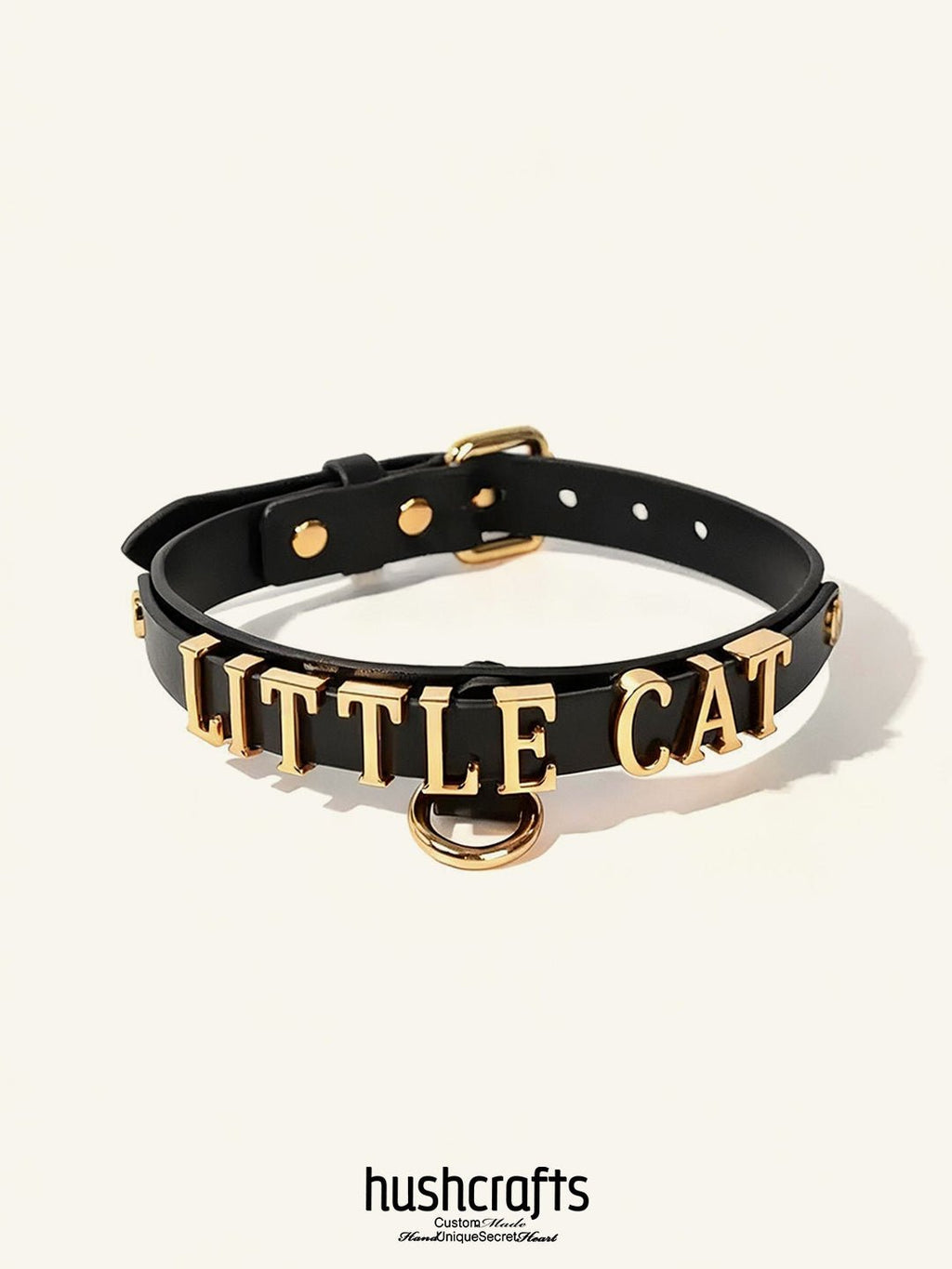 "Letter Luxe" Custom Black Leather Choker - Hushcrafts LLC