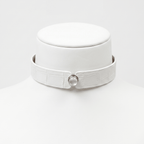 Lunar Gem Collar – Nile Crocodile Leather with Moonstone & 925 Sterling Silver Setting | Hushcrafts® - Hushcrafts LLC