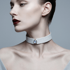 Lunar Gem Collar – Nile Crocodile Leather with Moonstone & 925 Sterling Silver Setting | Hushcrafts® - Hushcrafts LLC