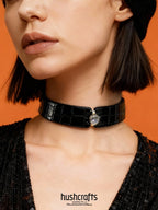 "LUNAR GEM" Crocodile Collar with 925 Silver Setting - hushcrafts