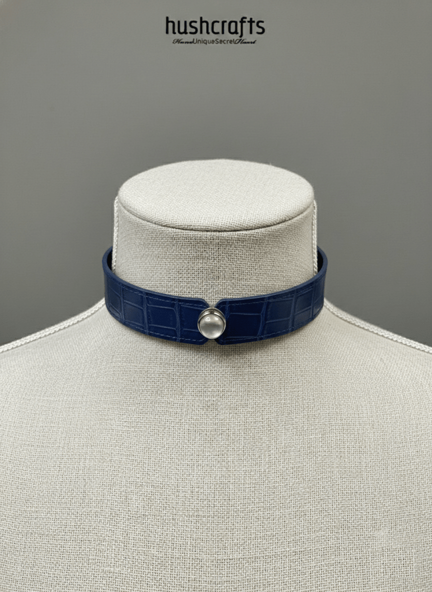 "LUNAR GEM" Crocodile Collar with 925 Silver Setting - Hushcrafts LLC