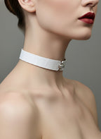 "LUNAR GEM" Crocodile Collar with 925 Silver Setting - Hushcrafts LLC