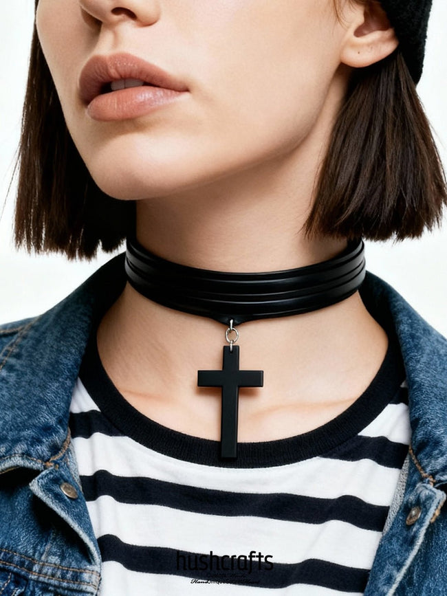 Midnight Cross Wrap Choker - Hushcrafts LLC Hover Image