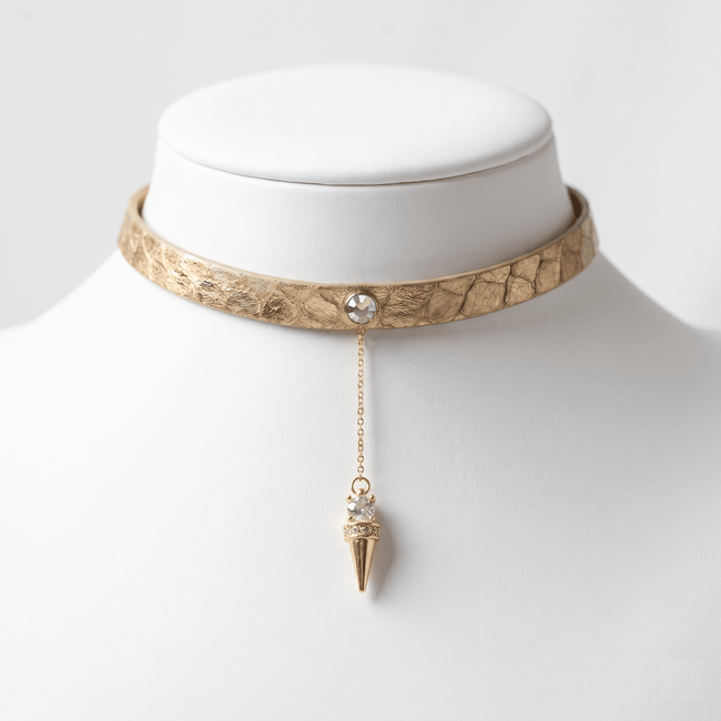 Nebula Choker – Gold-Dusted Python Leather & Gemstone Statement Necklace | Hushcrafts® - Hushcrafts LLC Hover Image