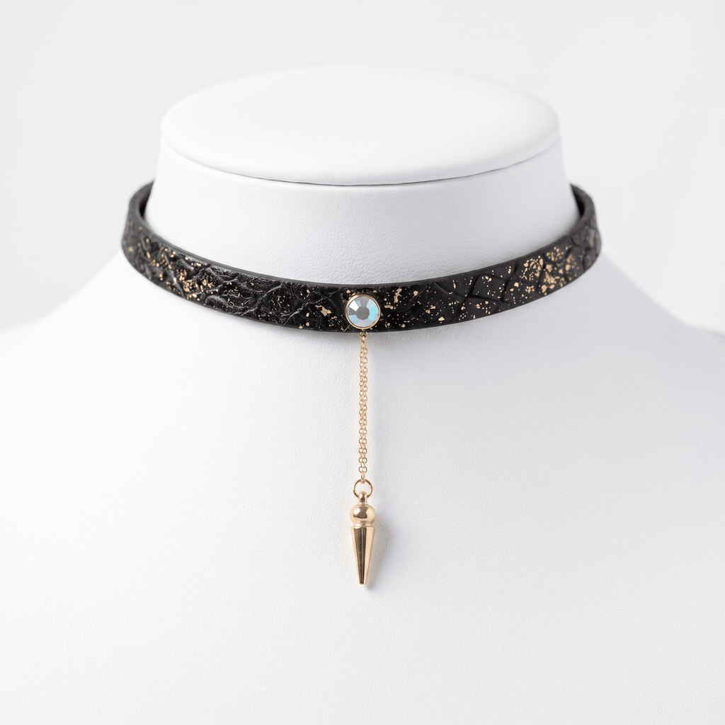 Nebula Choker – Gold-Dusted Python Leather & Gemstone Statement Necklace | Hushcrafts® - Hushcrafts LLC