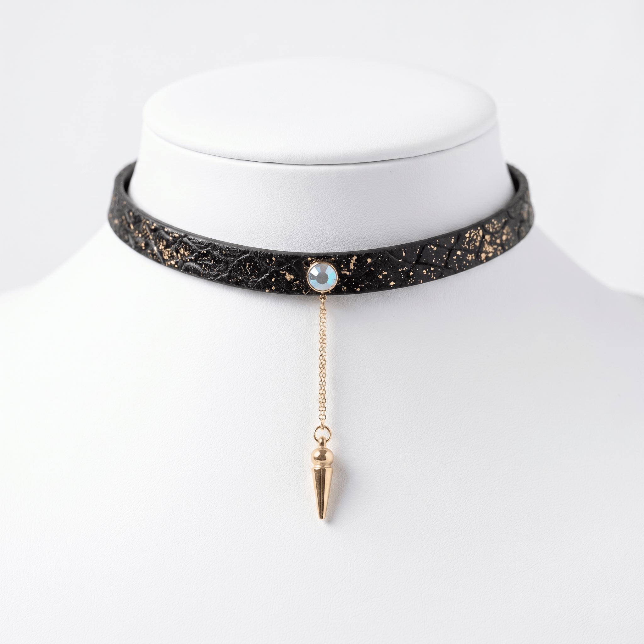 Nebula Choker – Gold-Dusted Python Leather & Gemstone Statement Necklace | Hushcrafts® - Hushcrafts LLC