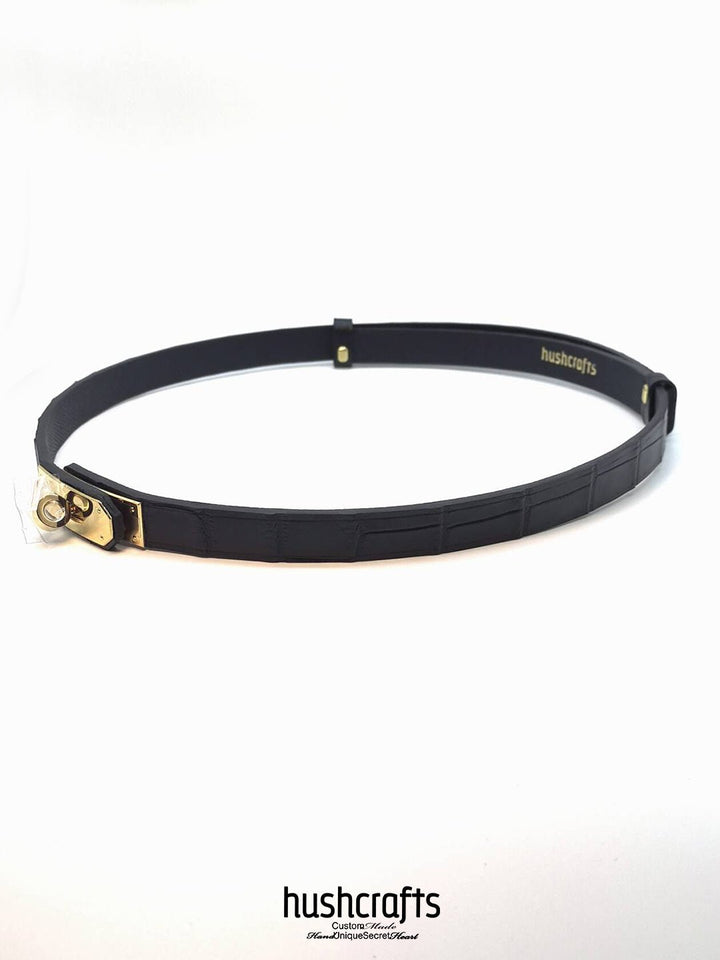 Nile Crocodile Leather Collar & Bracelet Set - hushcrafts