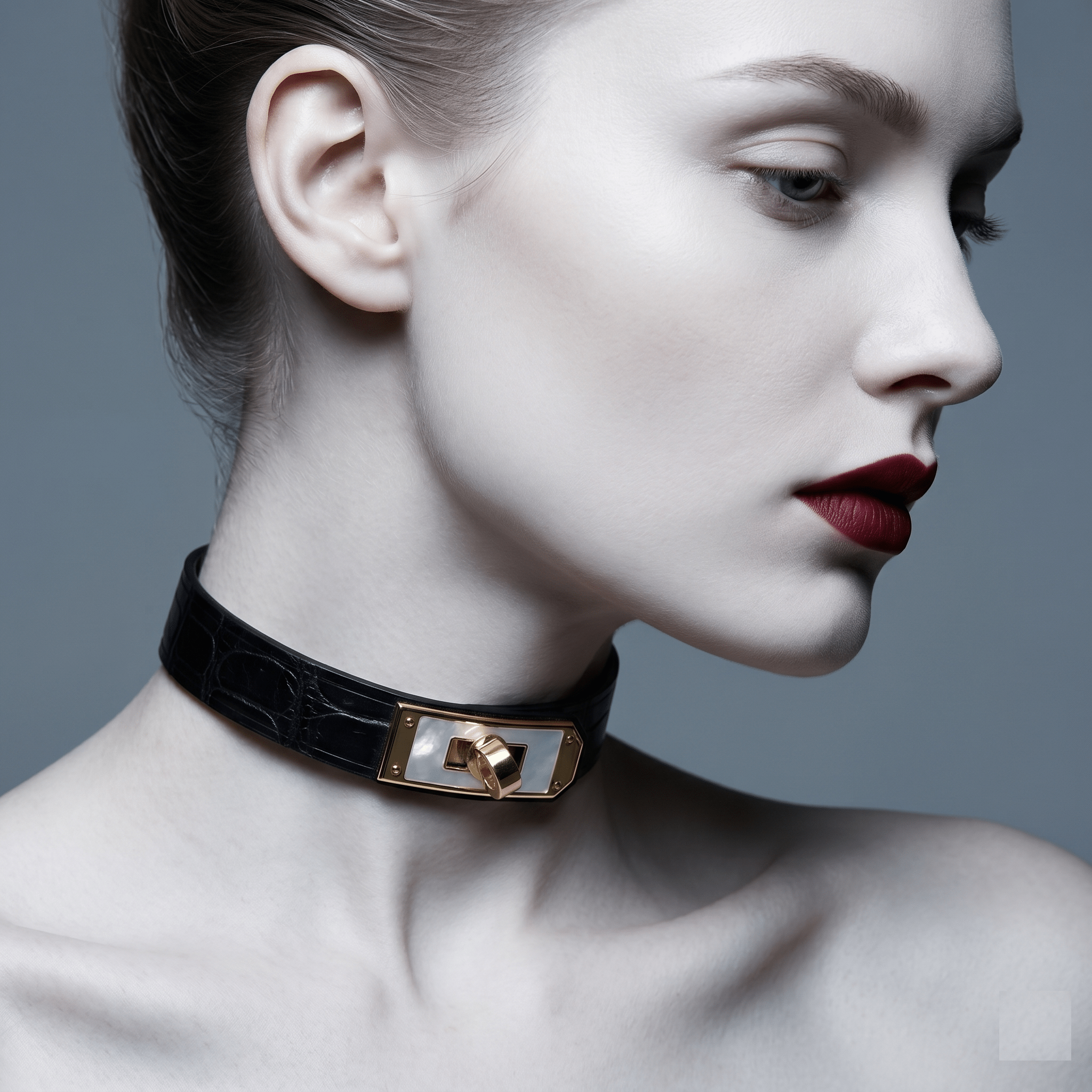 Nile Crocodile Leather Collar & Bracelet Set – Gold-Tone Hardware | Hushcrafts® - Hushcrafts LLC