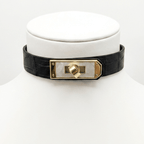 Nile Crocodile Leather Collar & Bracelet Set – Gold-Tone Hardware | Hushcrafts® - Hushcrafts LLC
