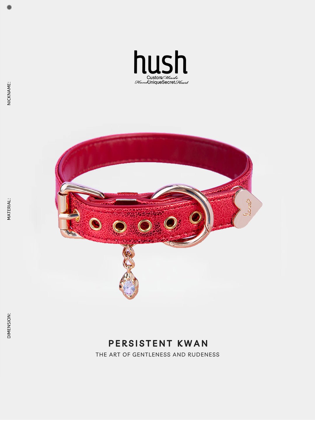 O ring choker collar for women with vegan leather and diamond - Available with different types of charms and colors - Hush