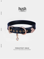 O ring choker collar for women with vegan leather and diamond - Available with different types of charms and colors - Hush