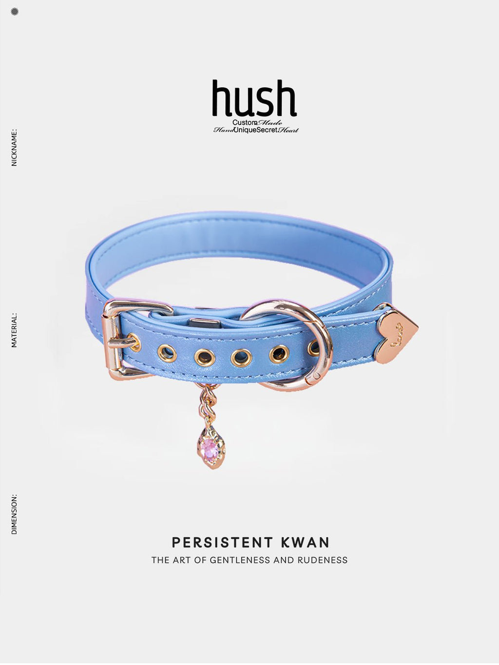 O ring choker collar for women with vegan leather and diamond - Available with different types of charms and colors - Hush