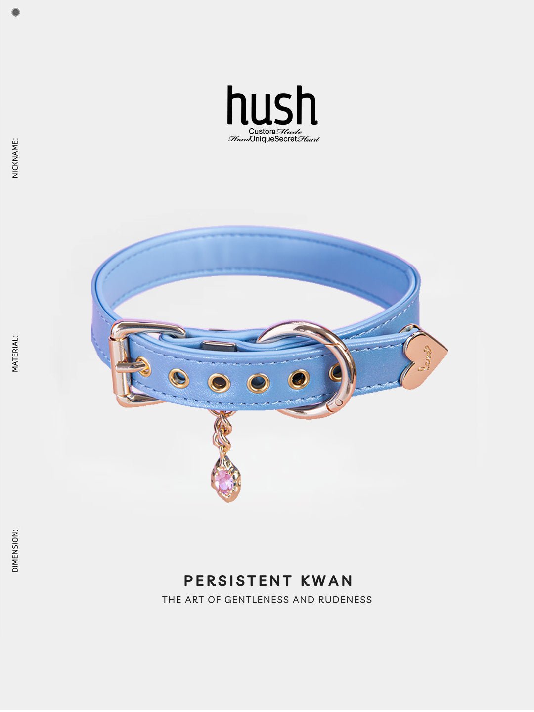 O ring choker collar for women with vegan leather and diamond - Available with different types of charms and colors - Hush