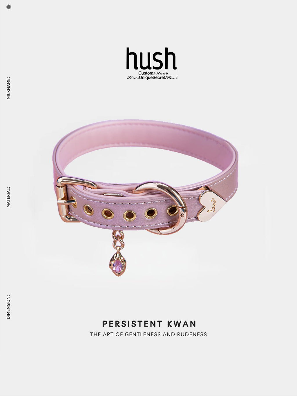 O ring choker collar for women with vegan leather and diamond - Available with different types of charms and colors - Hush