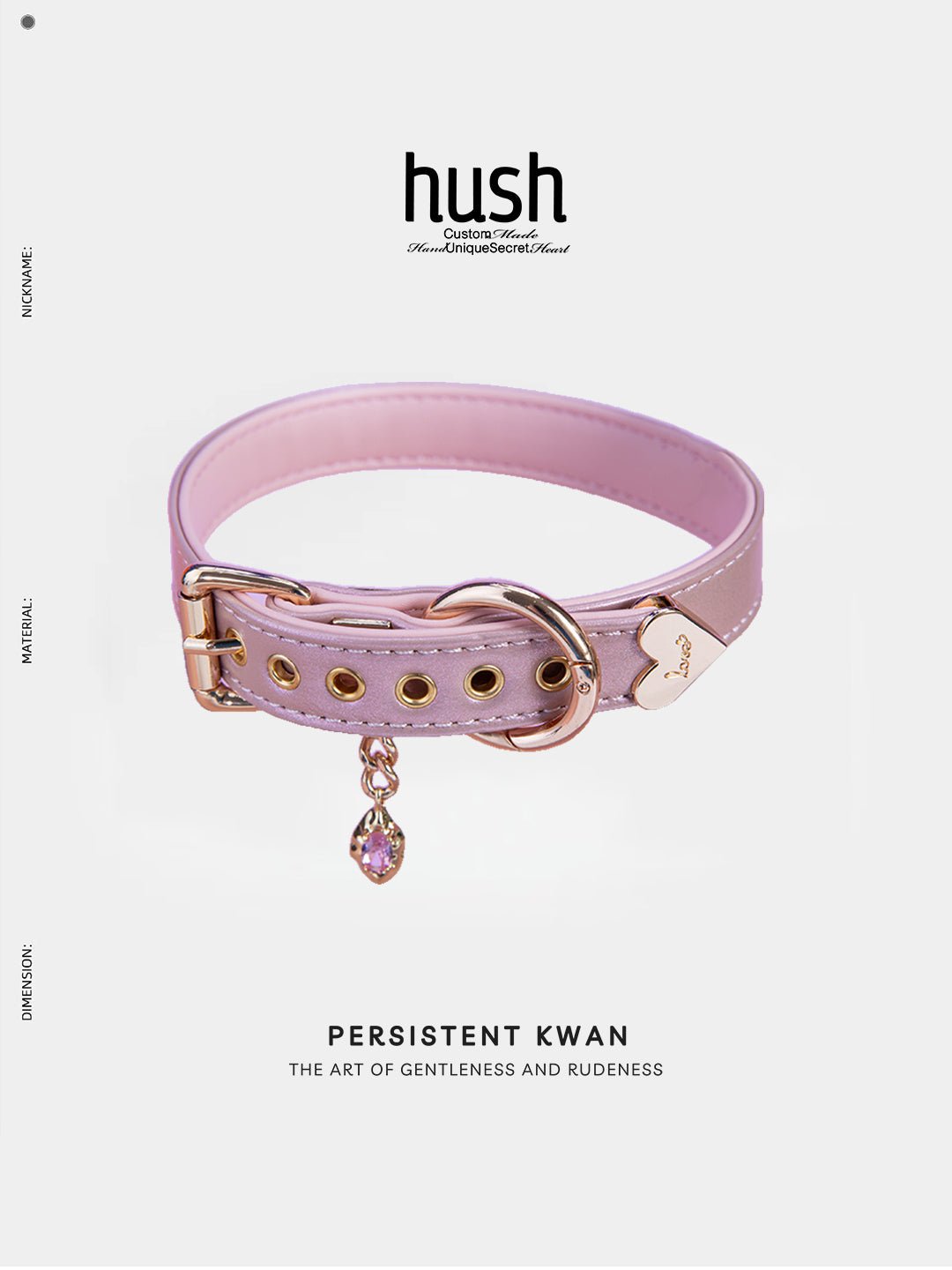 O ring choker collar for women with vegan leather and diamond - Available with different types of charms and colors - Hush