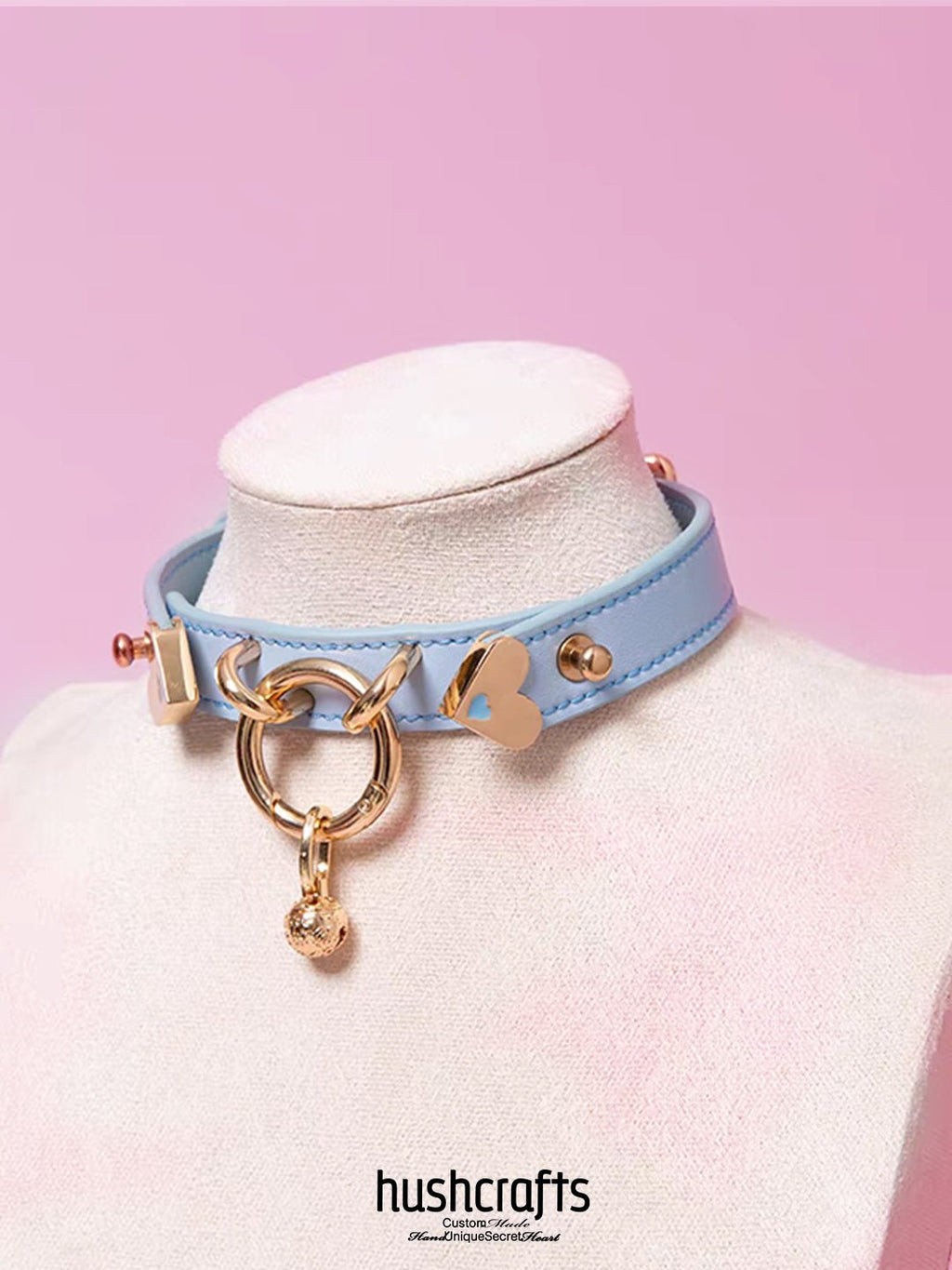 O - Ring Choker with Heart Charm and Bell - hushcrafts