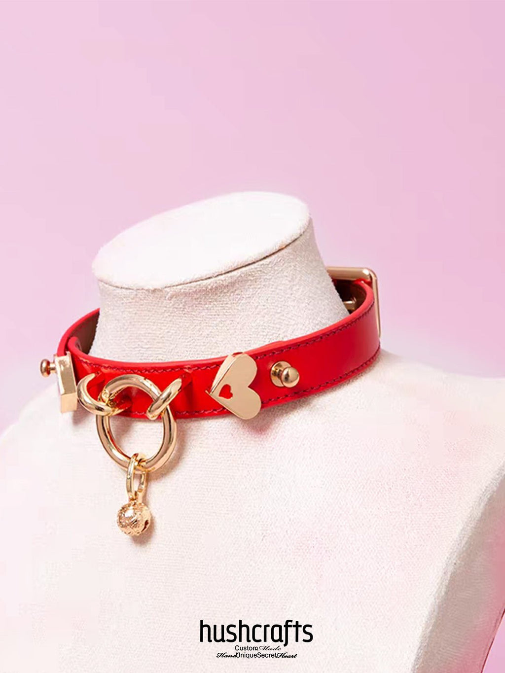 O - Ring Choker with Heart Charm and Bell - hushcrafts