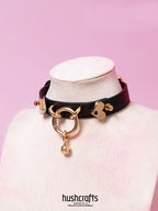 O - Ring Choker with Heart Charm and Bell - hushcrafts