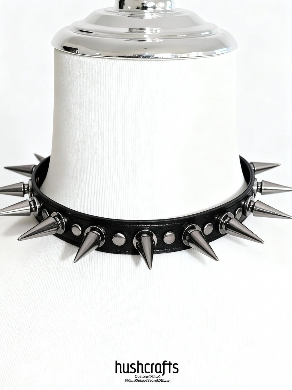 Obsidian Spikes Leather Choker - Hushcrafts LLC