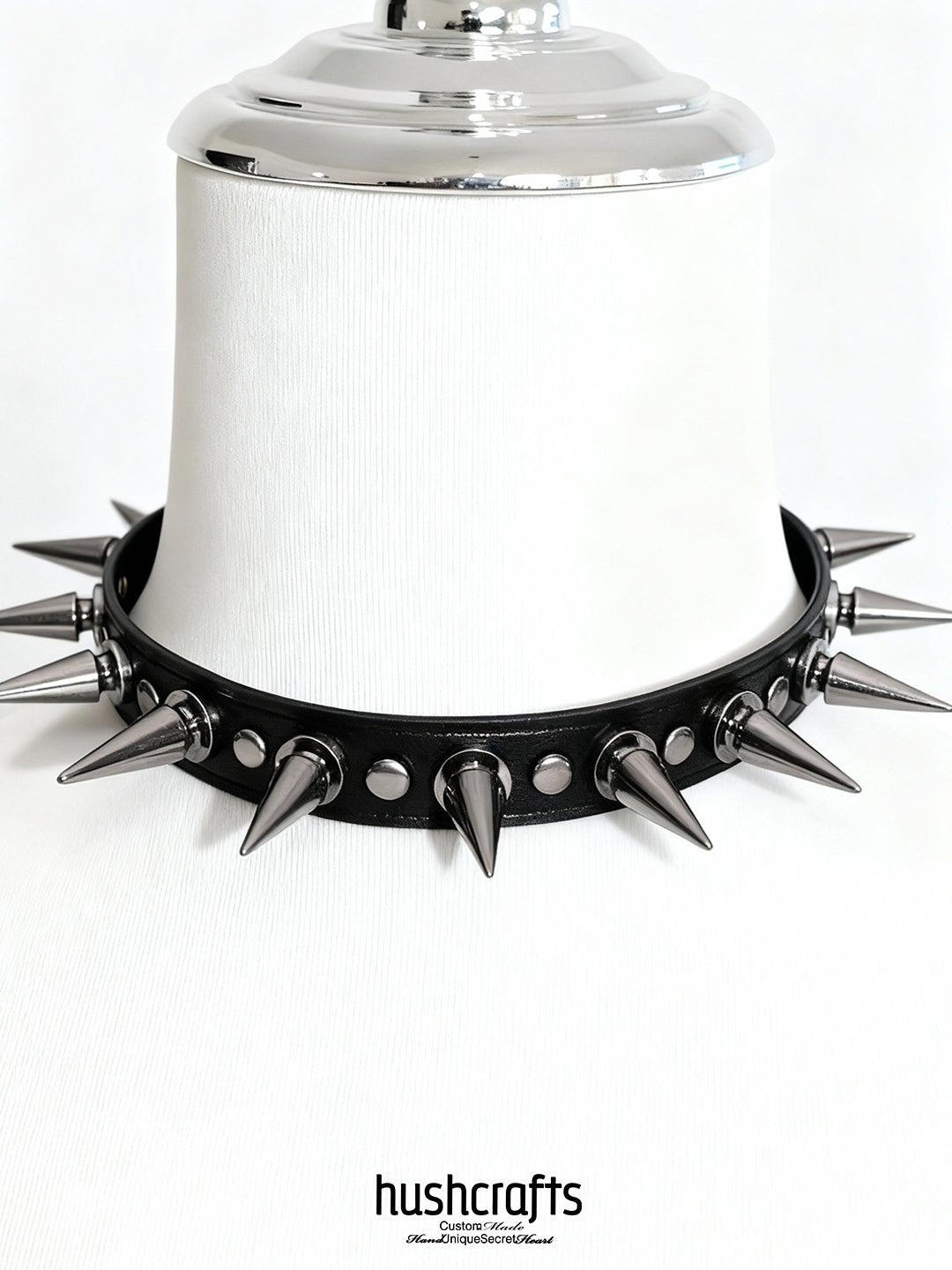 Obsidian Spikes Leather Choker - Hushcrafts LLC