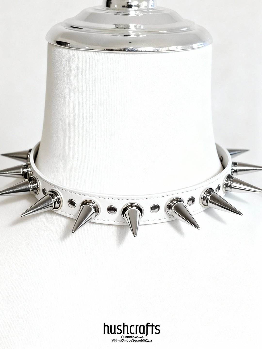 Obsidian Spikes Leather Choker - Hushcrafts LLC