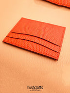Orange Two - Tone Lizard Leather Card Holder - hushcrafts