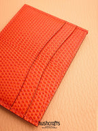 Orange Two - Tone Lizard Leather Card Holder - hushcrafts
