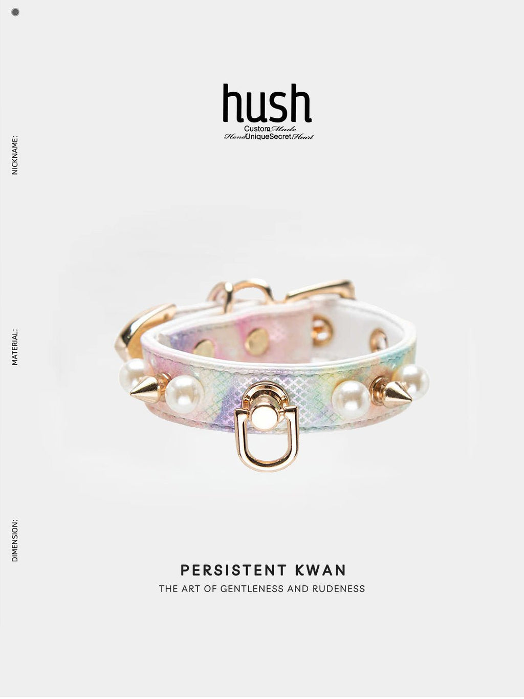 Pink Cuff with chain, vegan leather cuff, cuff with chain and buckle - Hush