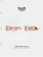 Pink Cuff with chain, vegan leather cuff, cuff with chain and buckle - Hush