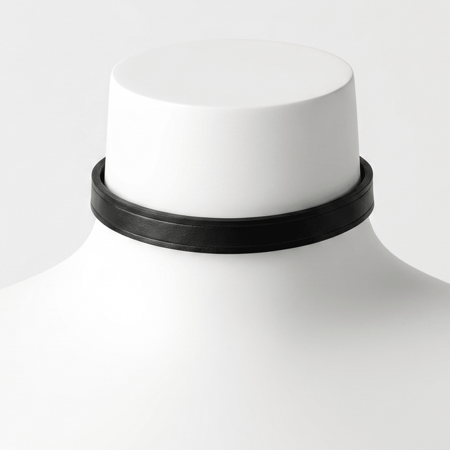 Prism Collar – Cowhide Leather Choker with Brass Hardware | Hushcrafts® - Hushcrafts LLC Hover Image