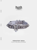 Punk choker collar for women with vegan leather and butterfly metal parts - Available with different types of charms and colors - Hush