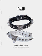 Punk choker collar for women with vegan leather and butterfly metal parts - Available with different types of charms and colors - Hush