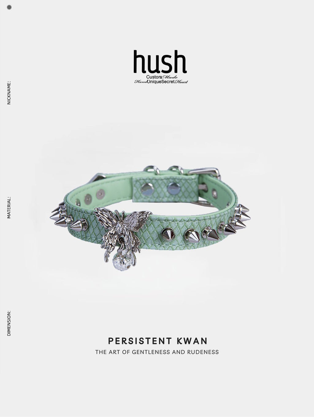 Punk choker collar for women with vegan leather and butterfly metal parts - Available with different types of charms and colors - Hush