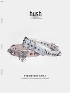 Punk choker collar for women with vegan leather and butterfly metal parts - Available with different types of charms and colors - Hush