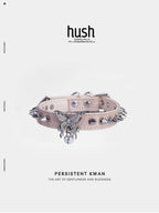 Punk choker collar for women with vegan leather and butterfly metal parts - Available with different types of charms and colors - Hush