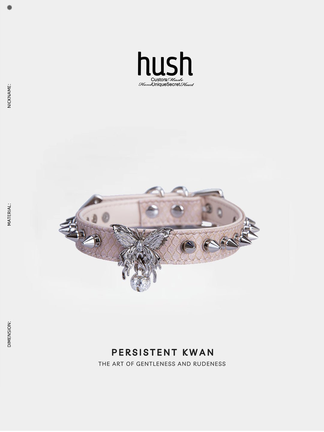 Punk choker collar for women with vegan leather and butterfly metal parts - Available with different types of charms and colors - Hush