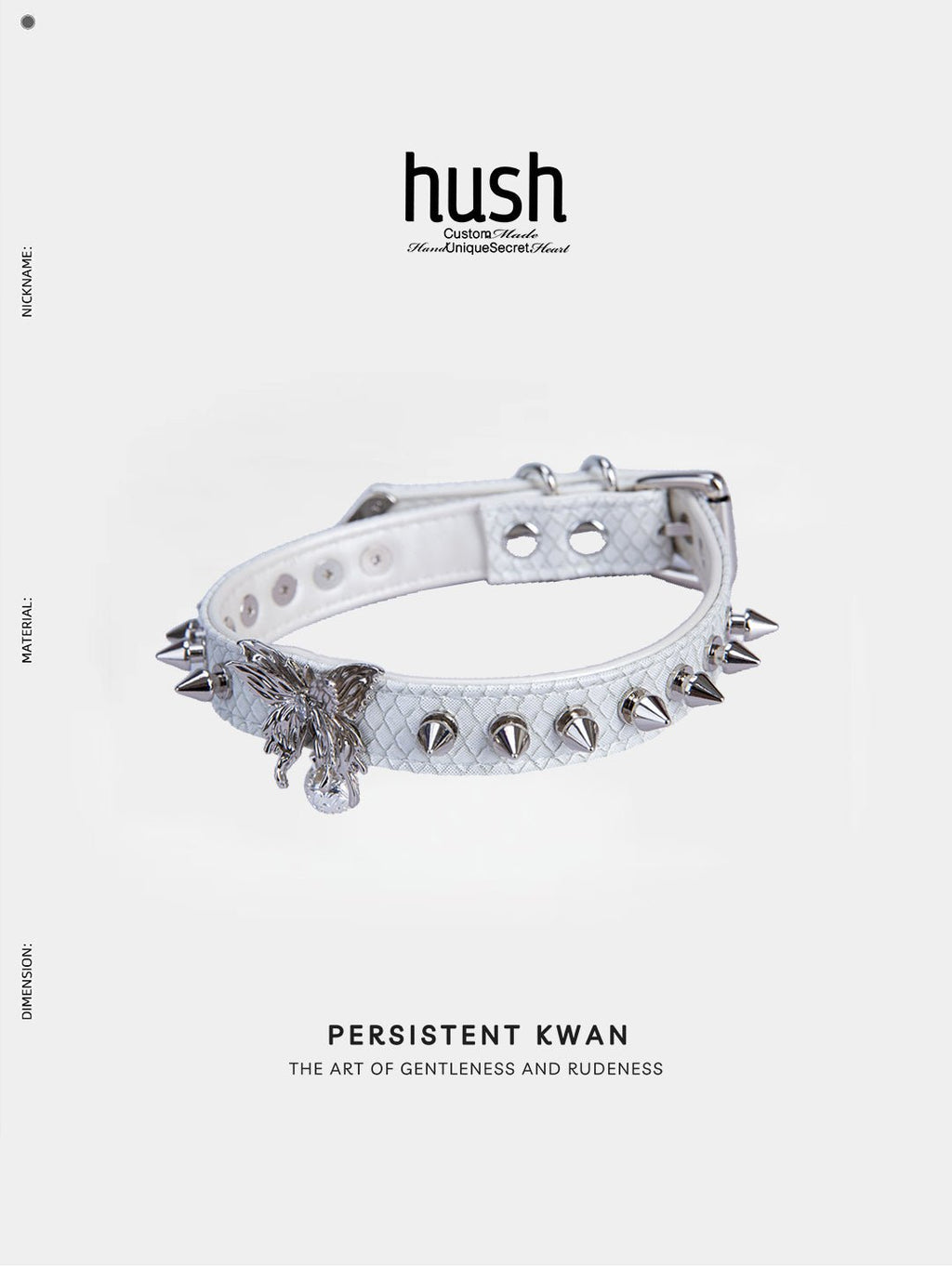 Punk choker collar for women with vegan leather and butterfly metal parts - Available with different types of charms and colors - Hush