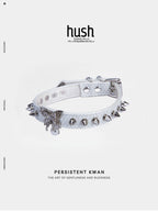 Punk choker collar for women with vegan leather and butterfly metal parts - Available with different types of charms and colors - Hush