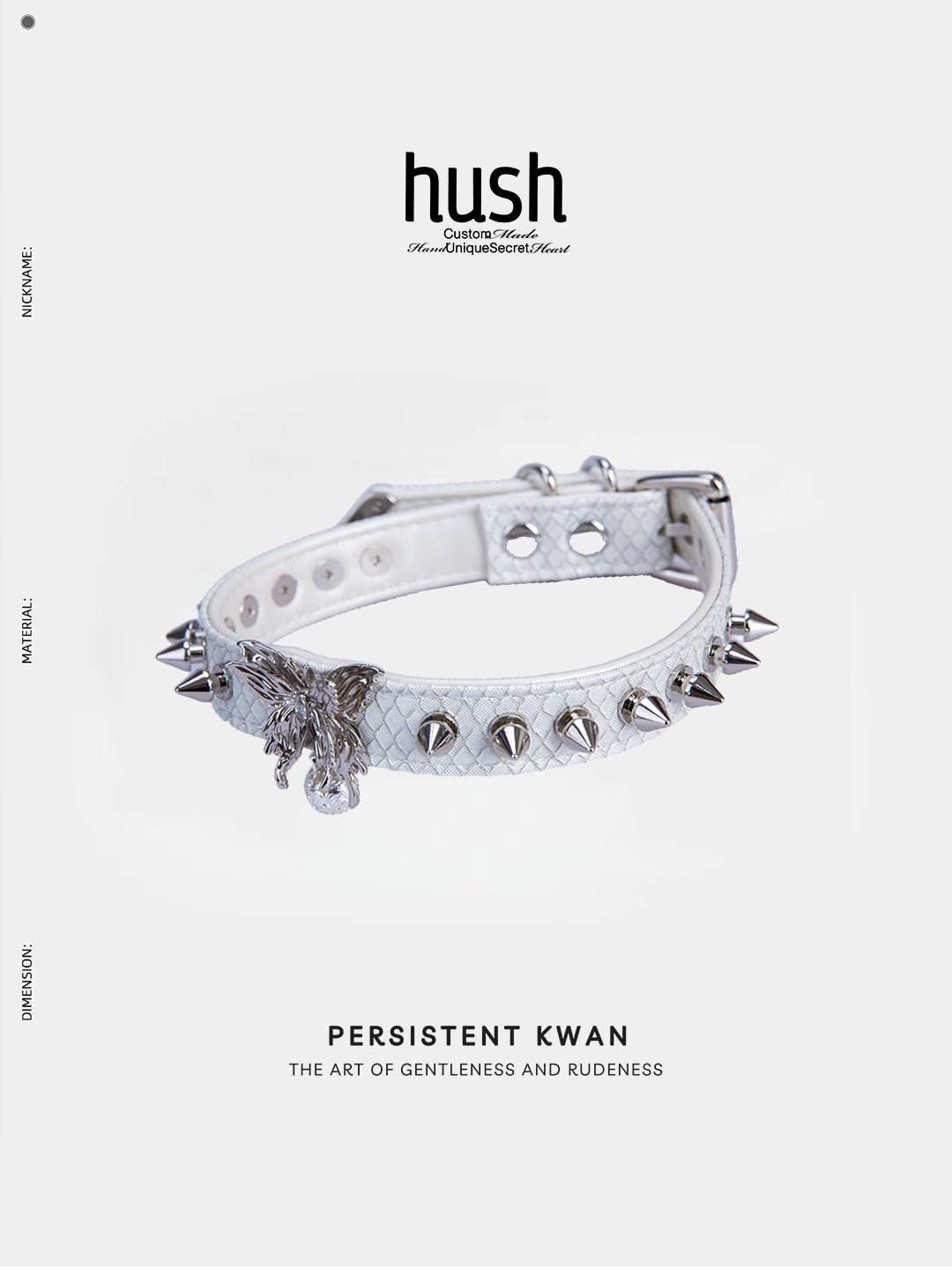 Punk choker collar for women with vegan leather and butterfly metal parts - Available with different types of charms and colors - Hush