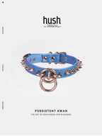 Punk choker collar for women with vegan leather and O ring metal parts - Available with different types of charms and colors - Hush