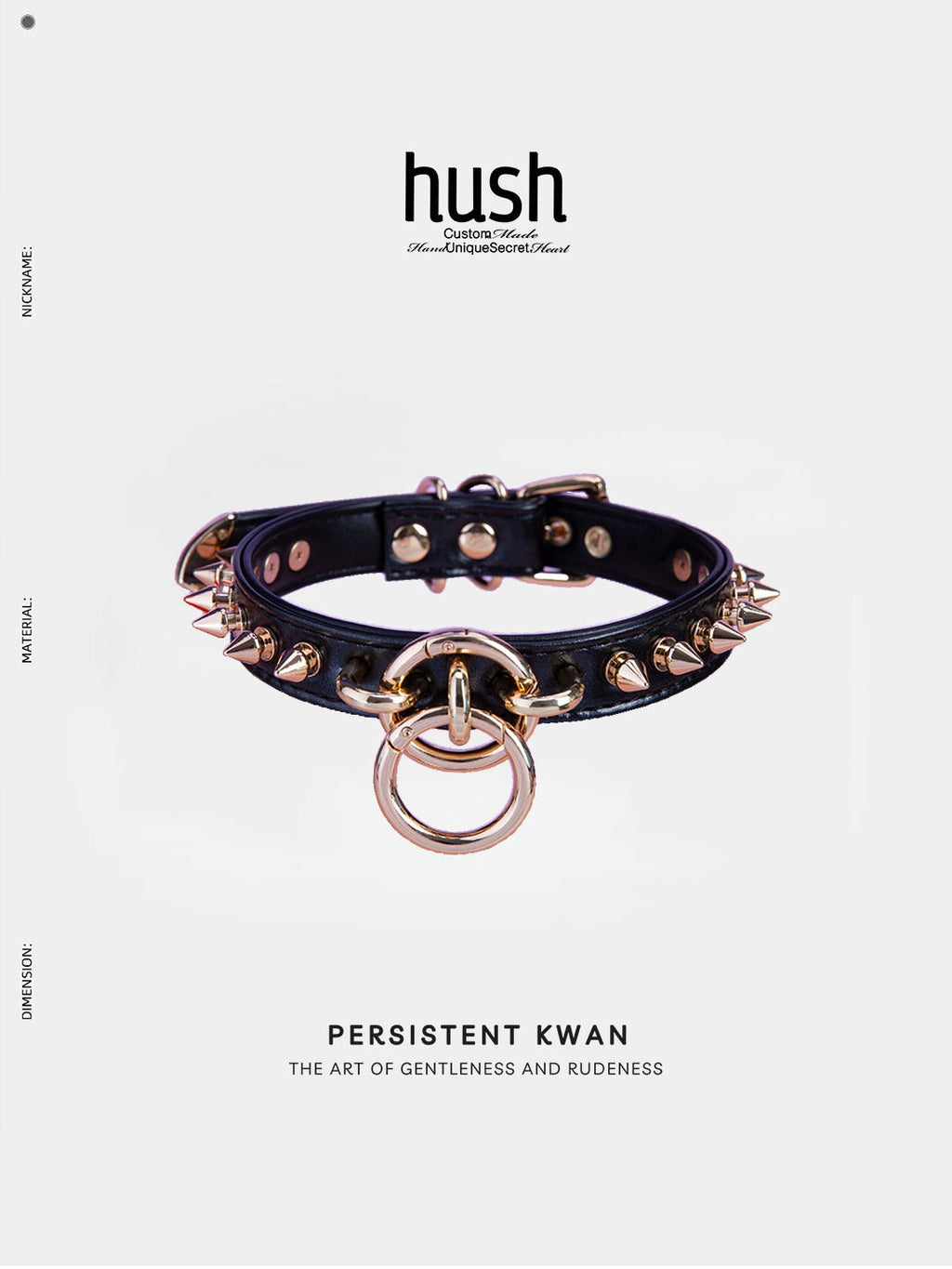 Punk choker collar for women with vegan leather and O ring metal parts - Available with different types of charms and colors - Hush