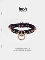 Punk choker collar for women with vegan leather and O ring metal parts - Available with different types of charms and colors - Hush