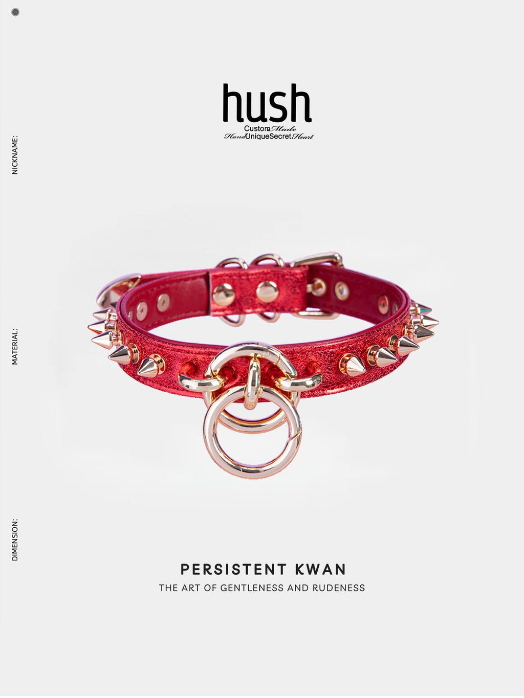 Punk choker collar for women with vegan leather and O ring metal parts - Available with different types of charms and colors - Hush