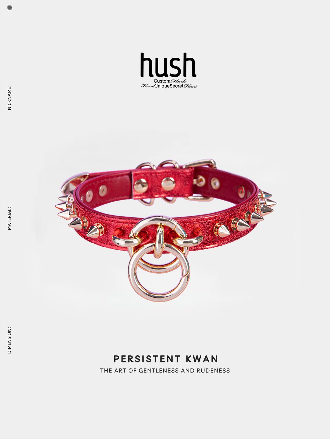 Punk choker collar for women with vegan leather and O ring metal parts - Available with different types of charms and colors - Hush