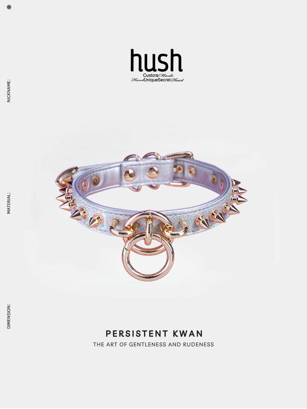 Punk choker collar for women with vegan leather and O ring metal parts - Available with different types of charms and colors - Hush