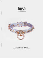 Punk choker collar for women with vegan leather and O ring metal parts - Available with different types of charms and colors - Hush