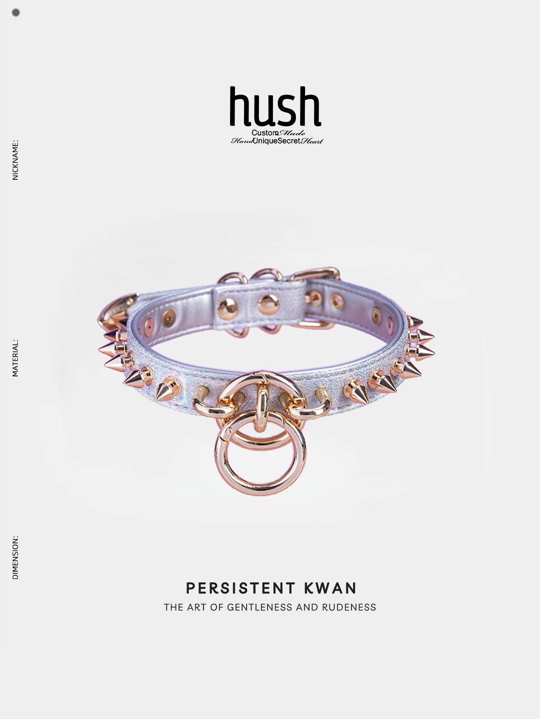 Punk choker collar for women with vegan leather and O ring metal parts - Available with different types of charms and colors - Hush