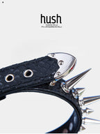 Punk choker collar for women with vegan snakeskin leather and rivet - Available with different types of charms and colors - Hush