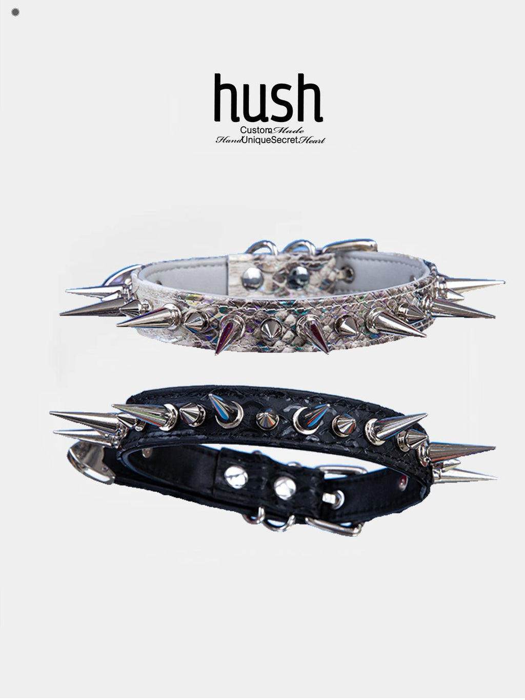 Punk choker collar for women with vegan snakeskin leather and rivet - Available with different types of charms and colors - Hush